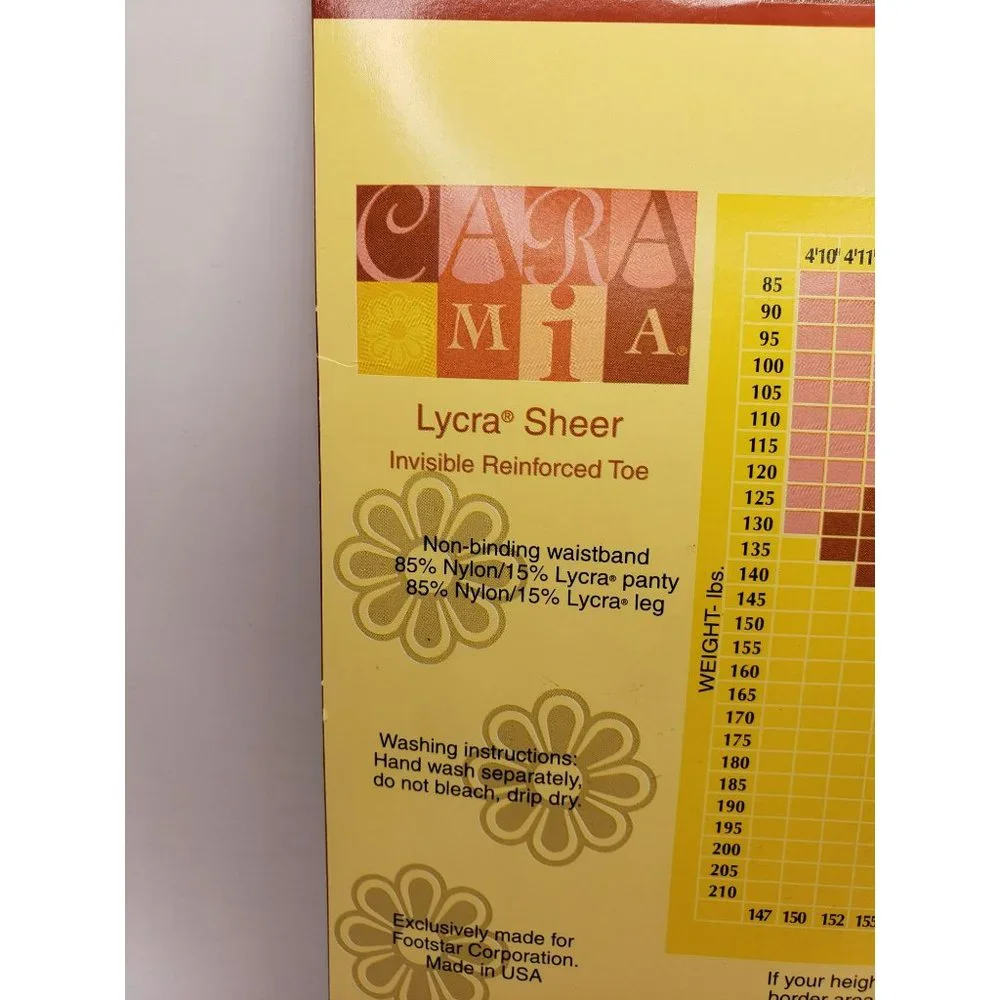 Cara Mia Hosiery Collection Lycra Sheer Reinforced Toe Beige Small Pantyhose Vtg